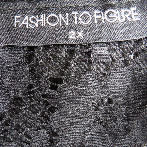FTF Plus Size 2X Sexy Black Lace Cap Sleeve Top - Picture 8 of 10